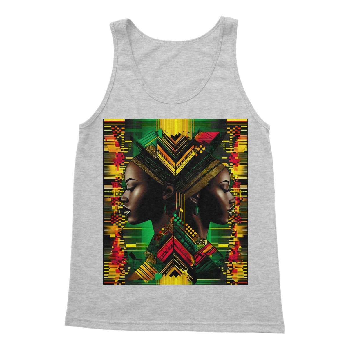 African Print Red Green Yellow Twin Energy  Softstyle Tank Top - D'Sare