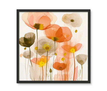 Poppy Echoes Golden Peach Escape  Framed Photo Tile - D'Sare