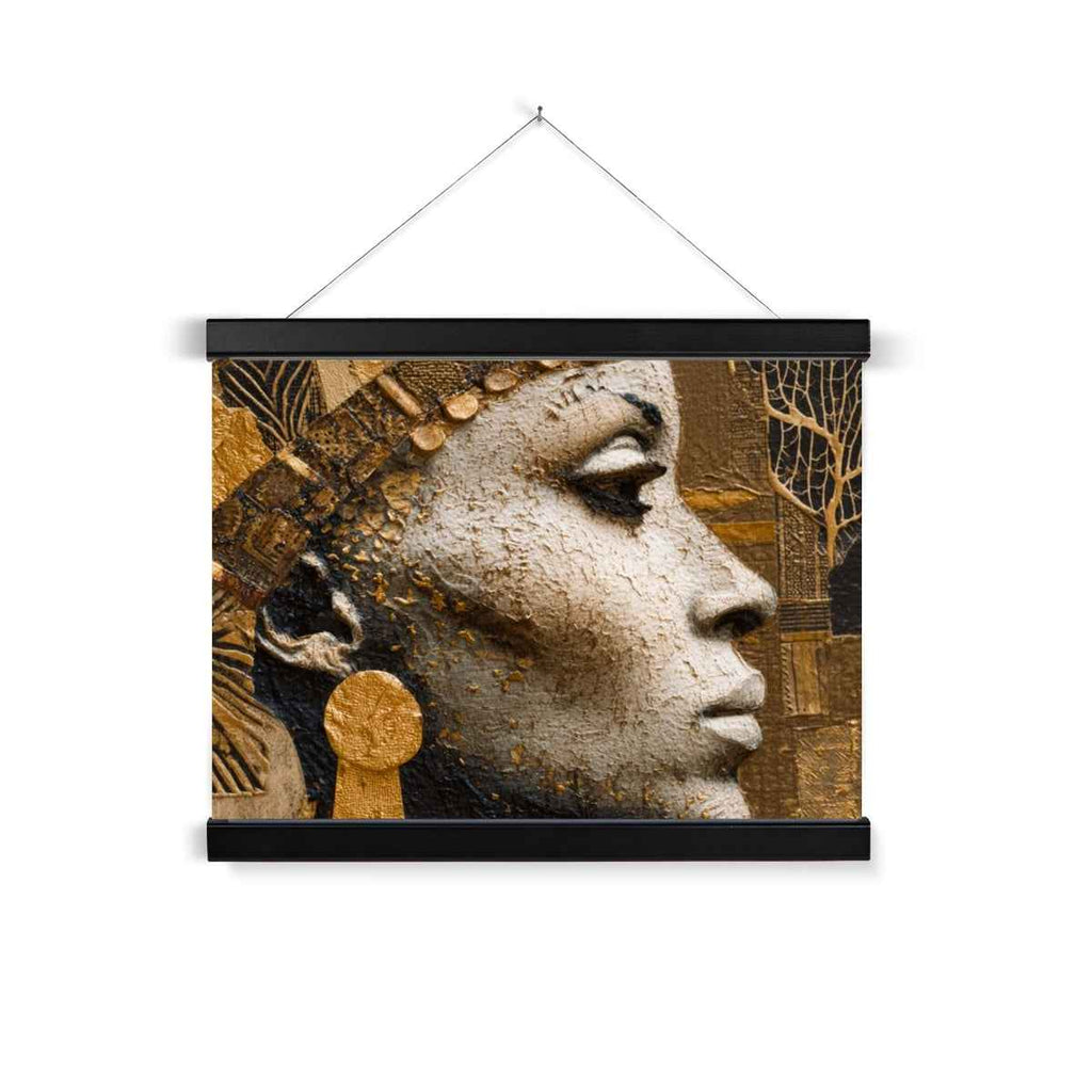 Afrocentric Golden Empress Fine Art Print Ready To Hang With Wooden Hanger