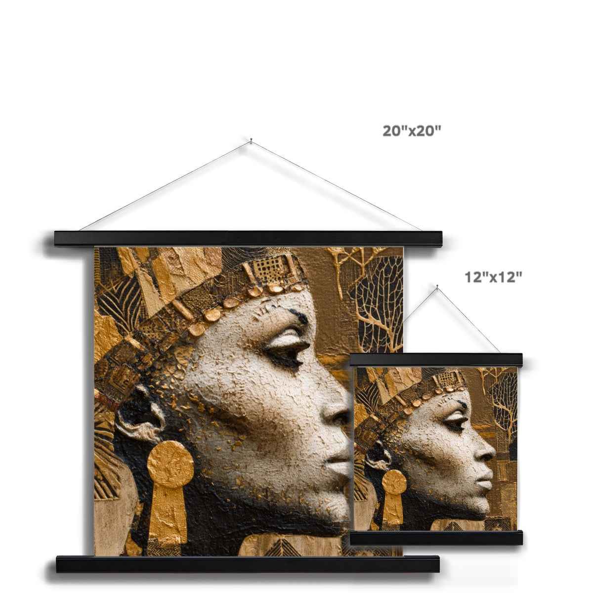Afrocentric Golden Empress Fine Art Print Ready To Hang With Wooden Hanger