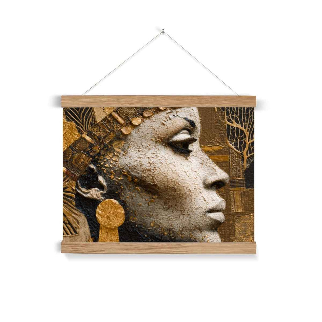 Afrocentric Golden Empress Fine Art Print Ready To Hang With Wooden Hanger