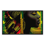 Abstract Red and Green Black Queen Fusion Framed Canvas