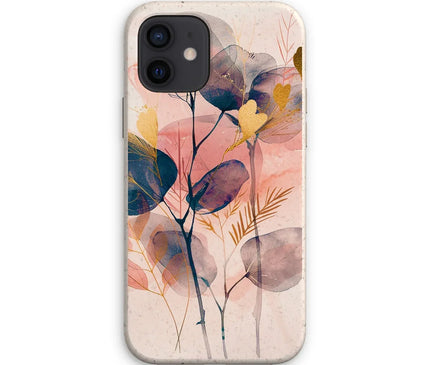 Peachy Blue Golden Flora Escape  Eco Phone Case - D'Sare