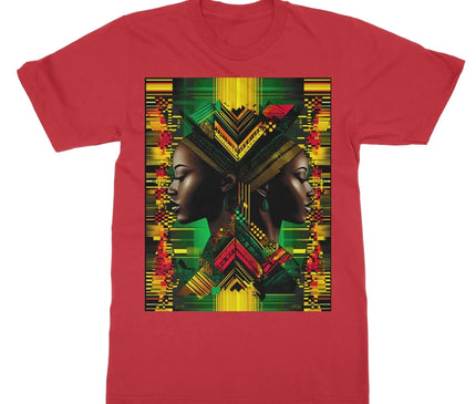 African Print Red Green Yellow Twin Energy  Softstyle T-Shirt - D'Sare