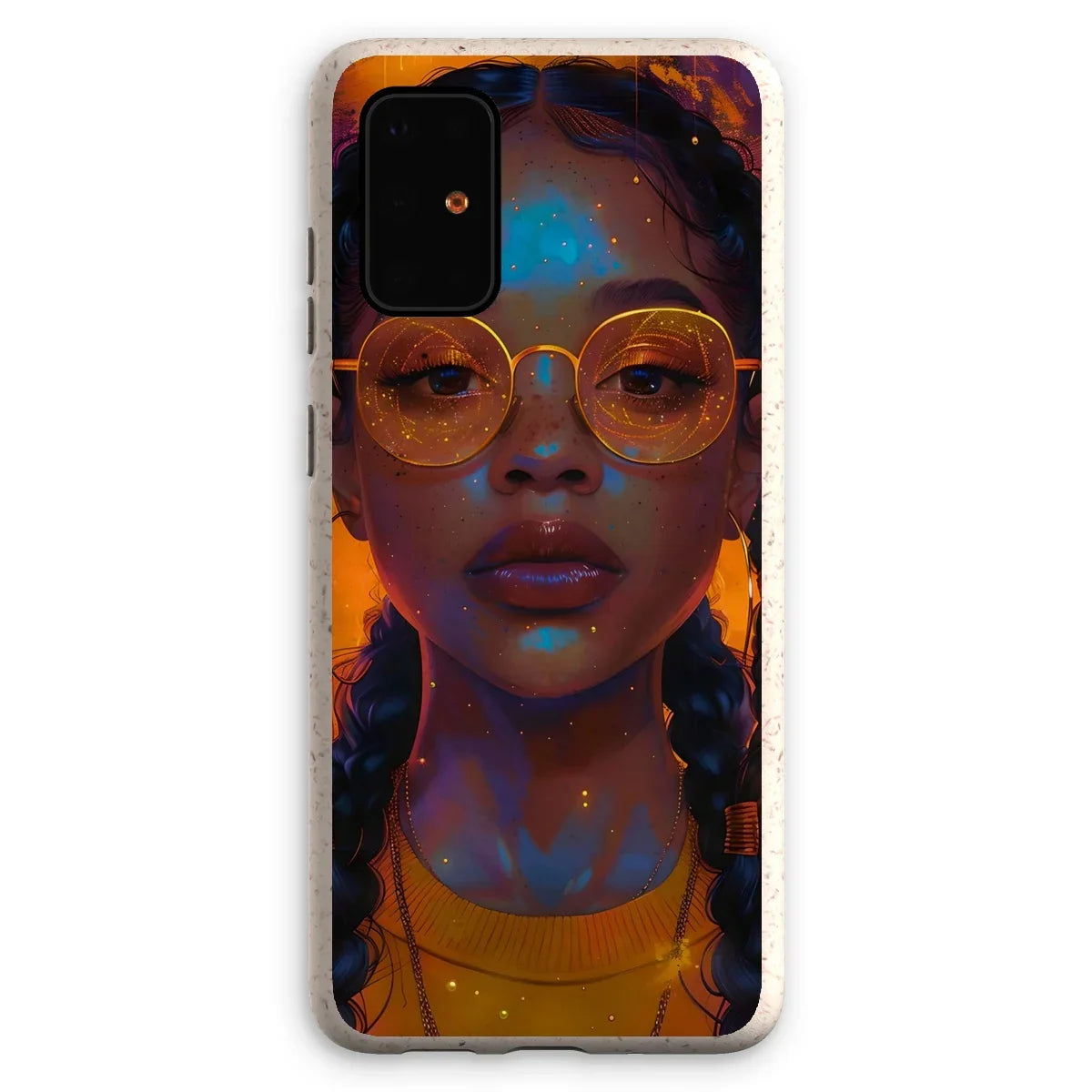 Solar Flare Radiant Soul  Beautiful Black Girl  Eco Phone Case - D'Sare