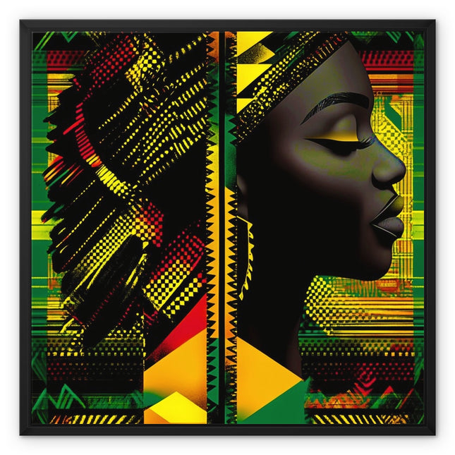 Red and Green Black Queen Fusion Framed Canvas