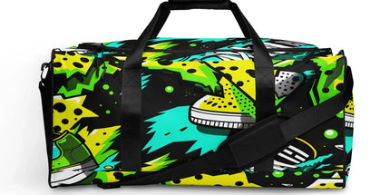 Electric Kicks Art Duffle Bag: Urban Pop Art Explosion, Graffiti Style Travel & Gym Bag by D'Sare