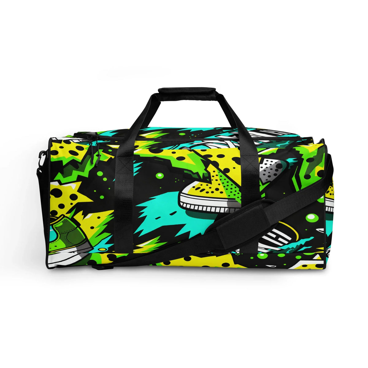 Electric Kicks Art Duffle Bag: Urban Pop Art Explosion, Graffiti Style Travel & Gym Bag by D'Sare