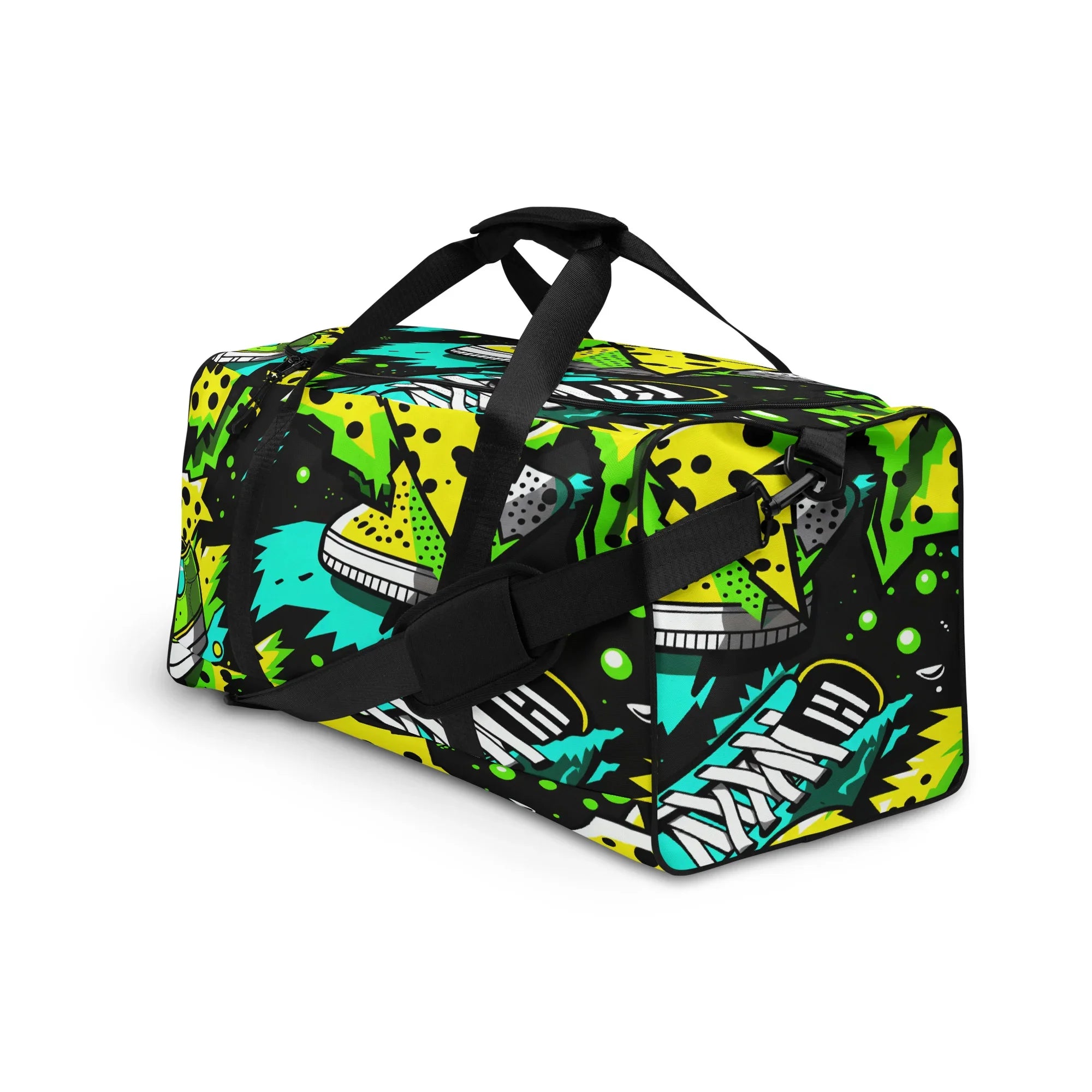 Electric Kicks Art Duffle Bag: Urban Pop Art Explosion, Graffiti Style Travel & Gym Bag - D'Sare