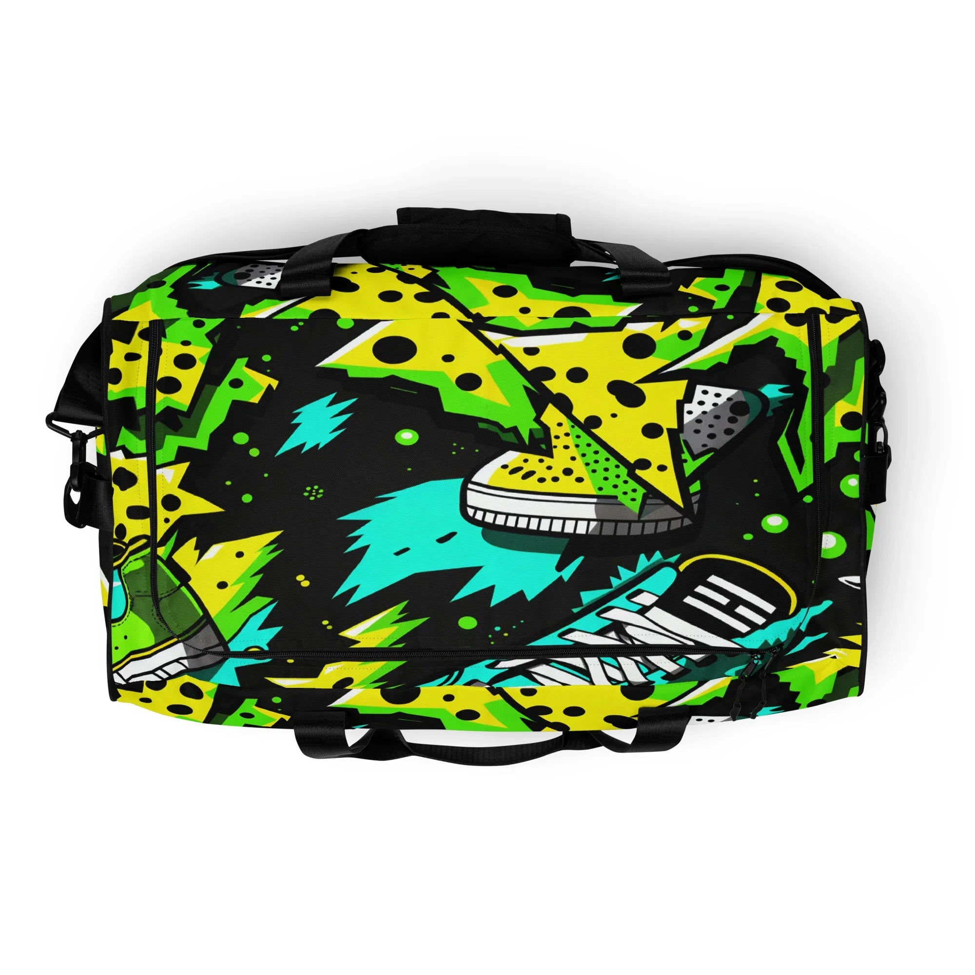Electric Kicks Art Duffle Bag: Urban Pop Art Explosion, Graffiti Style Travel & Gym Bag - D'Sare