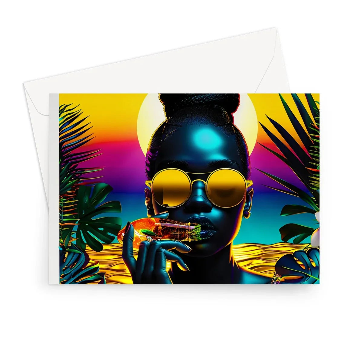 Tropical Sunset Dreams : Neon Vibes  Greeting Card - D'Sare