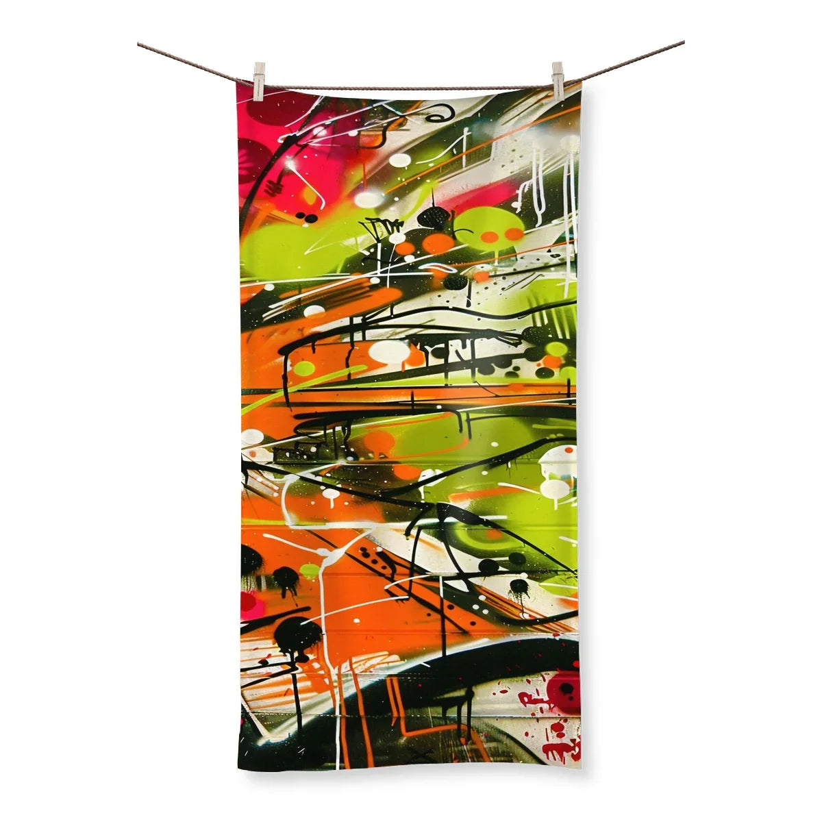 Neon Splatter Symphony: Urban Graffiti Art Towel - D'Sare