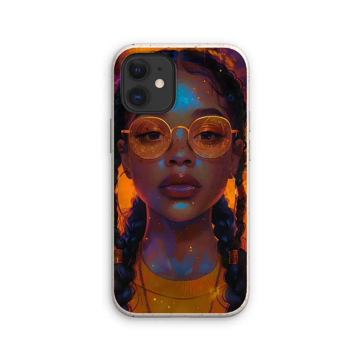 Solar Flare Radiant Soul  Beautiful Black Girl  Eco Phone Case - D'Sare
