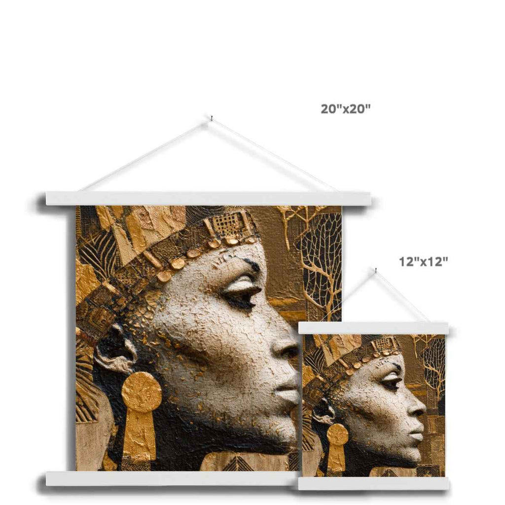 Afrocentric Golden Empress Fine Art Print Ready To Hang With Wooden Hanger