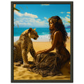Seychelle Serenity: Golden Sand The Maiden and the LeopardMuseum-Quality Matte Paper Metal Framed Poster by D'Sare