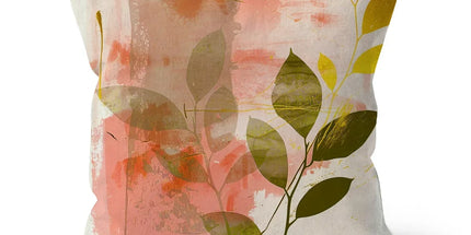 Peach Golden Leafy Escape 06 Cushion by Prodigi
