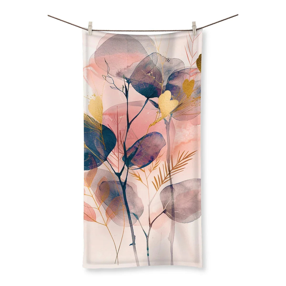 Peachy Blue Golden Flora Escape Towel by Prodigi