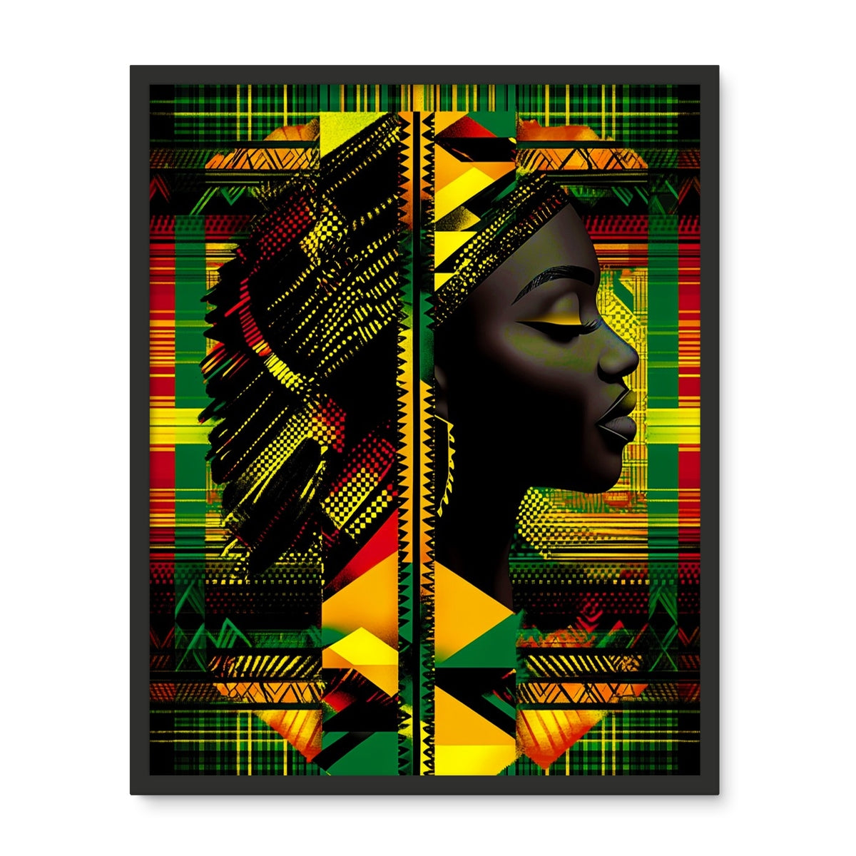 Abstract Red and Green Black Queen Fusion Framed Photo Tile