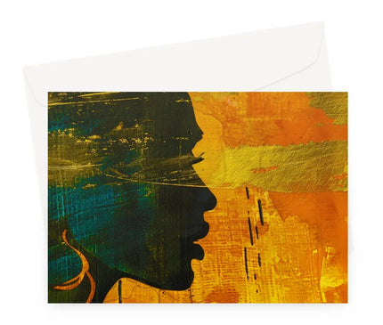 Golden Afrocentric Silhouette Greeting Card - D'Sare