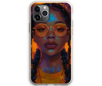 Solar Flare Radiant Soul  Beautiful Black Girl  Eco Phone Case - D'Sare
