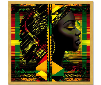 Abstract Red and Green Black Queen Fusion Antique Framed Print