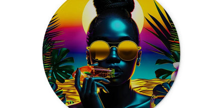 Tropical Sunset Dreams : Neon Vibes Glass Chopping Board by Prodigi