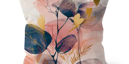 Peachy Blue Golden Flora Escape Cushion by Prodigi