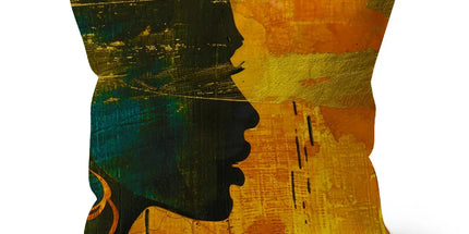 Golden Afrocentric Silhouette Cushion by Prodigi