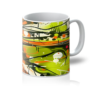 Neon Splatter Symphony: Urban Graffiti Art Mug - D'Sare