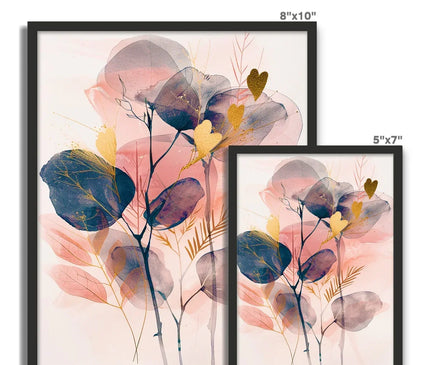 Peachy Blue Golden Flora Escape  Framed Photo Tile - D'Sare