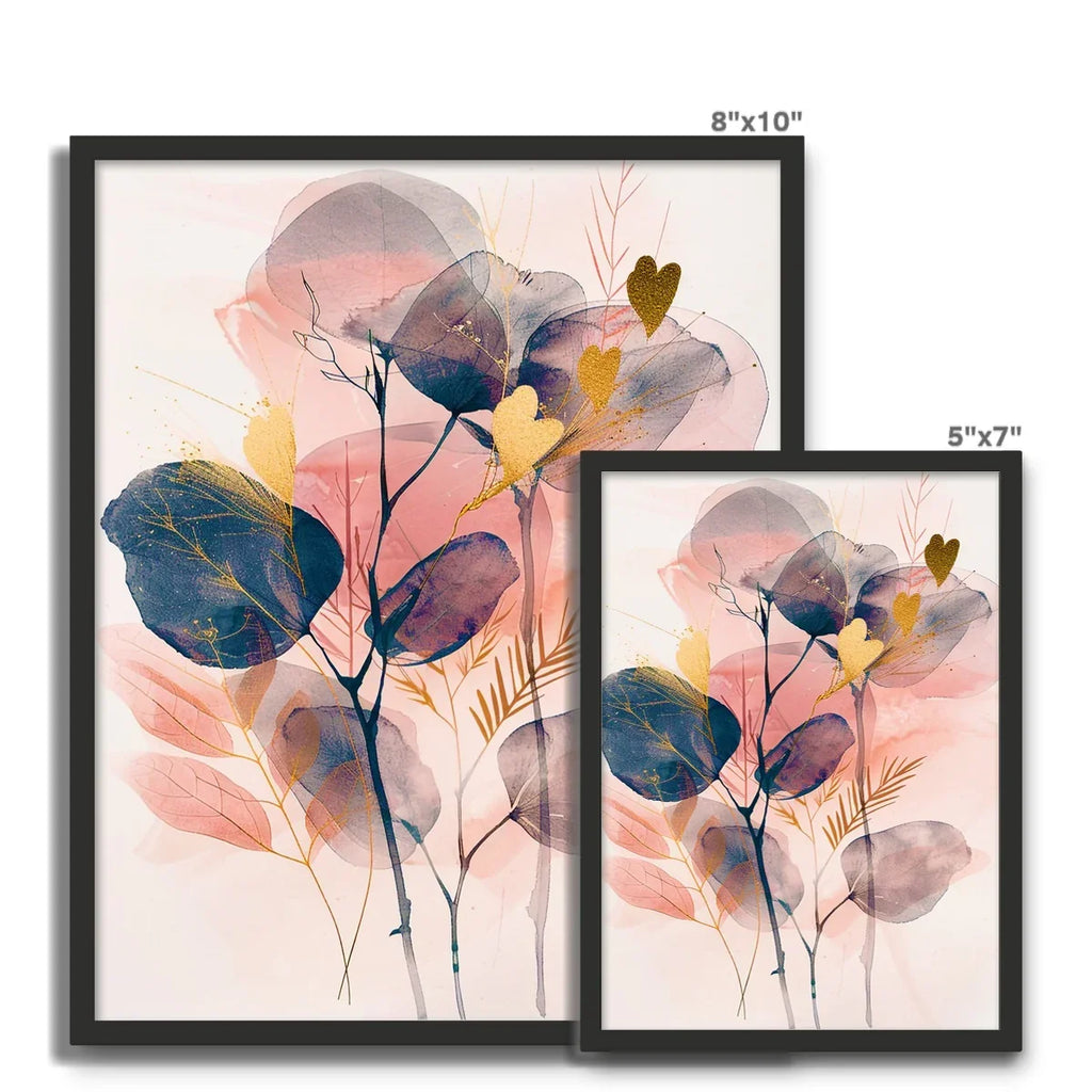 Peachy Blue Golden Flora Escape  Framed Photo Tile - D'Sare