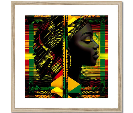 Abstract Red and Green Black Queen Fusion Framed & Mounted Print