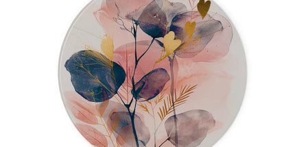 Peachy Blue Golden Flora Escape Glass Chopping Board by Prodigi