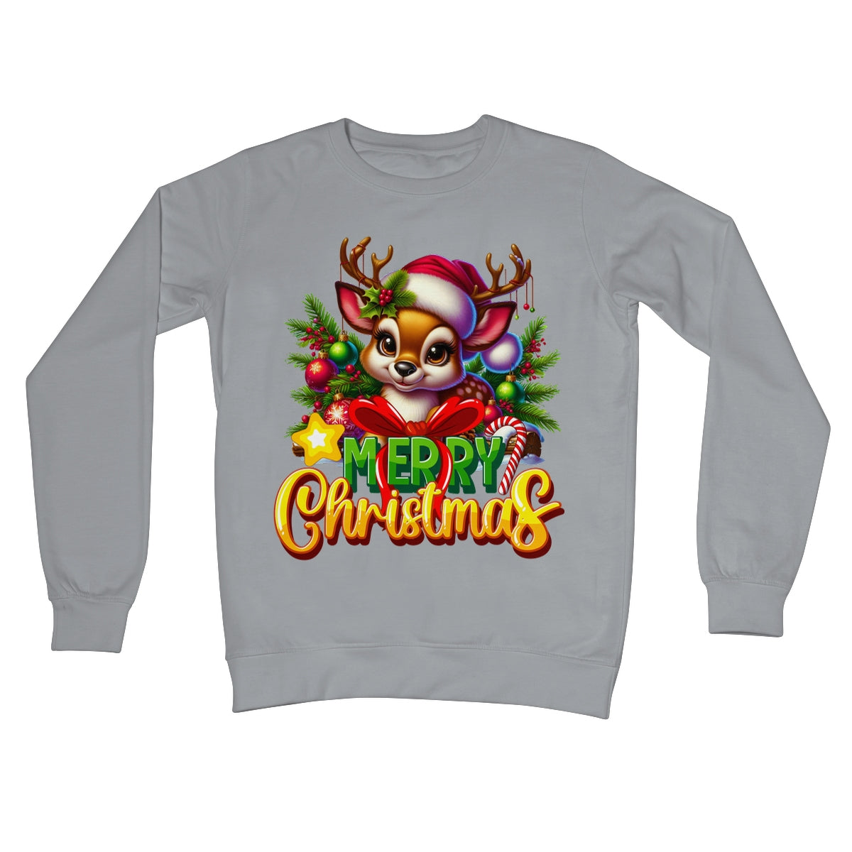 Reindeer Merry Christmas  Crew Neck Sweatshirt