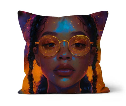 Solar Flare Radiant Soul  Beautiful Black Girl  Cushion - D'Sare