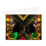 African Print Red Green Yellow Twin Energy  Greeting Card - D'Sare