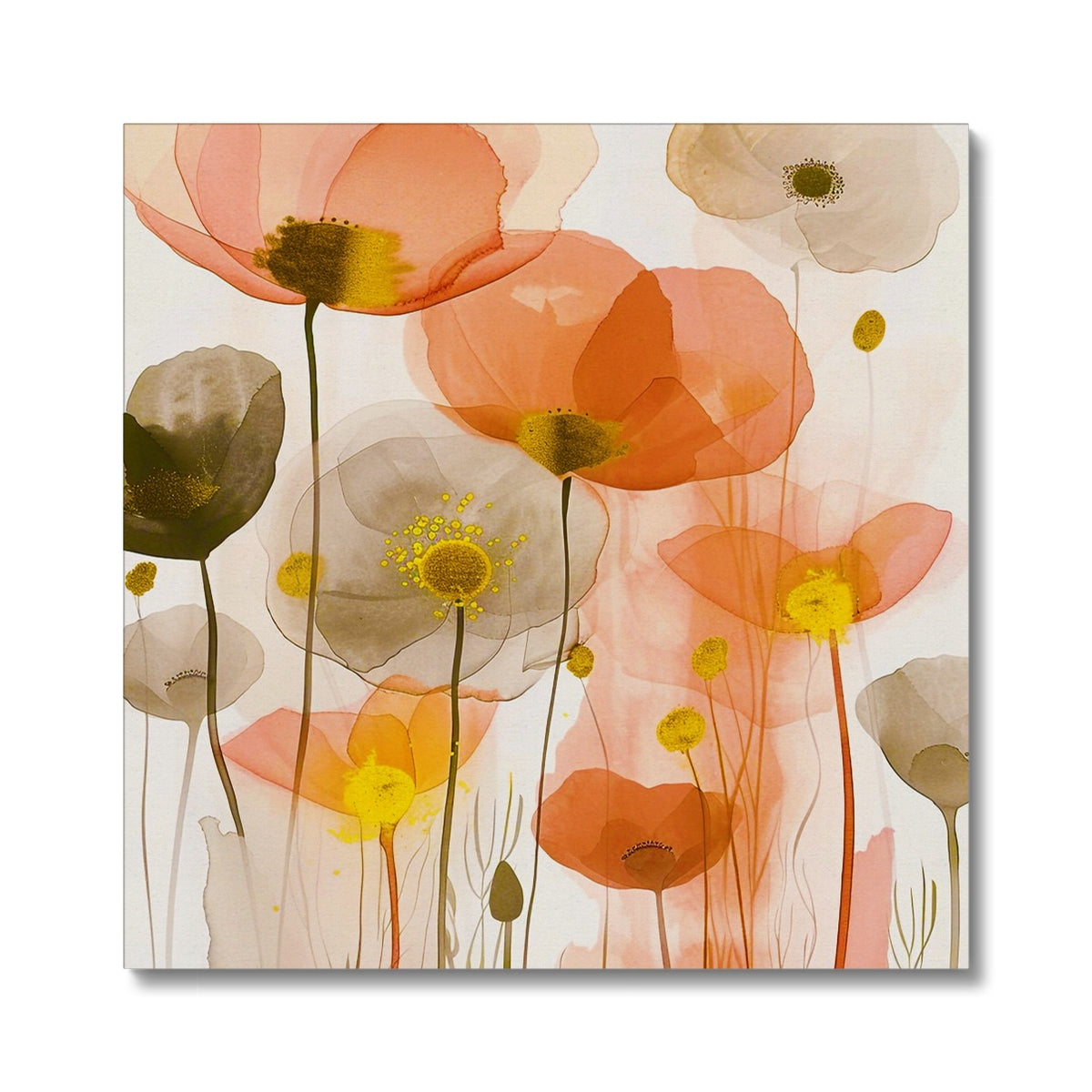 Poppy Echoes Golden Peach Escape 06 Eclectic Art Canvas - D'Sare