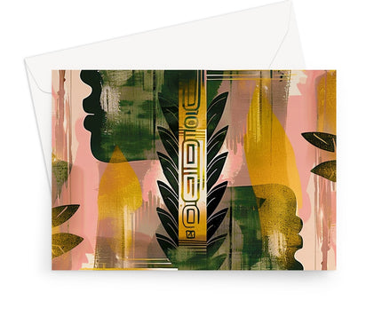 Echos of Duality Golden Pink Reflection Greeting Card