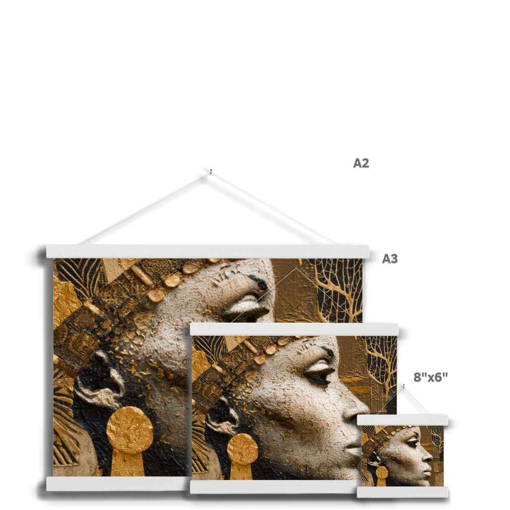 Afrocentric Golden Empress Fine Art Print Ready To Hang With Wooden Hanger
