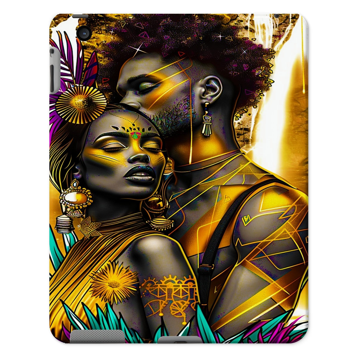 Golden Embrace Majestic Love Waterfall Tablet Cases - D'Sare