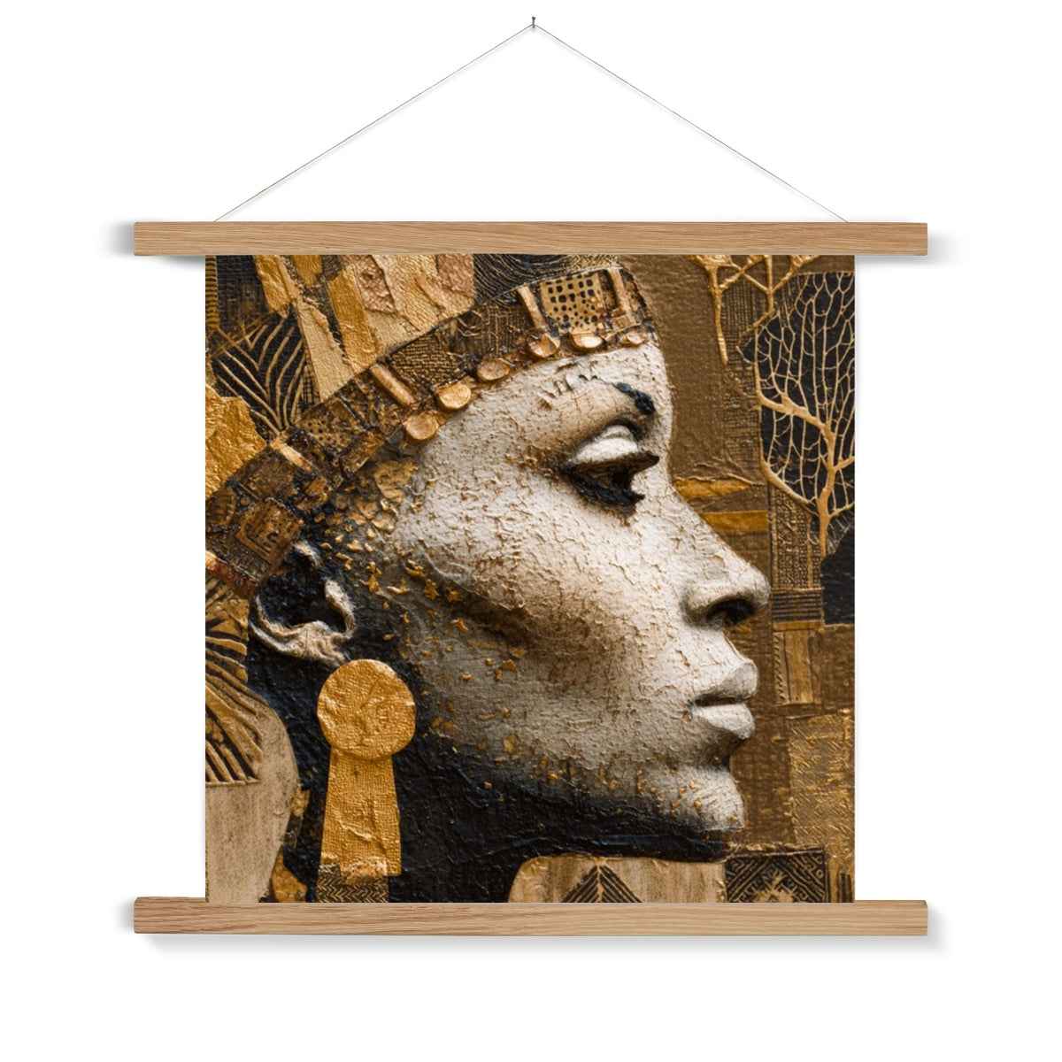 Afrocentric Golden Empress Fine Art Print Ready To Hang With Wooden Hanger