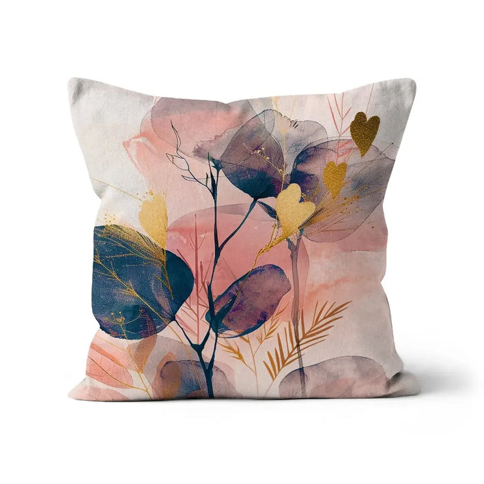 Peachy Blue Golden Flora Escape  Cushion