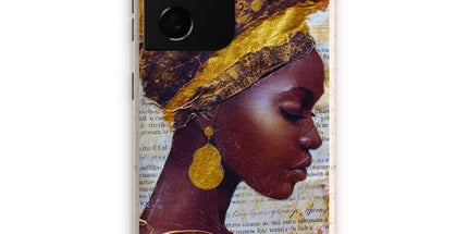 Elegant African Woman Portrait with Gold Headwrap Eco Phone Case by Prodigi