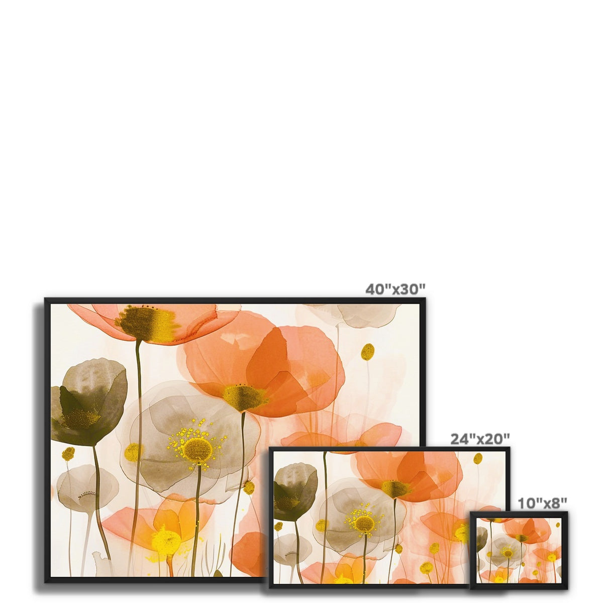 Poppy Echoes Golden Peach Escape 06 Eclectic Art Framed Canvas - D'Sare