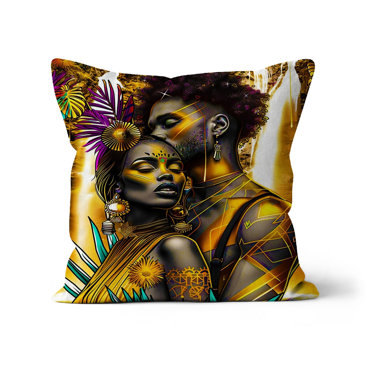 Golden Embrace Majestic Love Waterfall Cushion - D'Sare