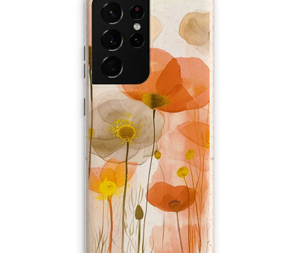Poppy Echoes Golden Peach Escape 06 Eclectic Art Eco Phone Case - D'Sare