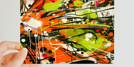 Neon Splatter Symphony: Urban Graffiti Art Classic Postcard by Prodigi