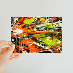 Neon Splatter Symphony: Urban Graffiti Art Classic Postcard - D'Sare