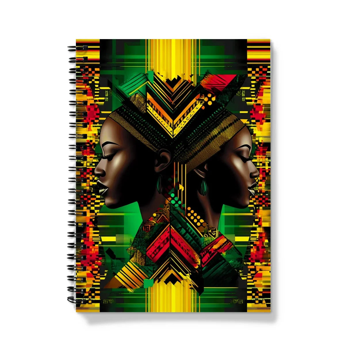 African Print Red Green Yellow Twin Energy  Notebook - D'Sare
