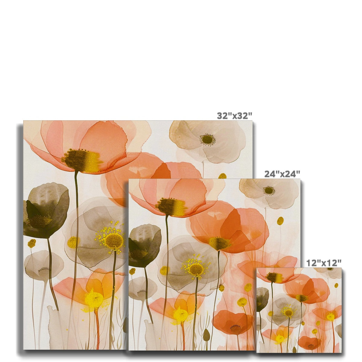 Poppy Echoes Golden Peach Escape 06 Eclectic Art Canvas - D'Sare